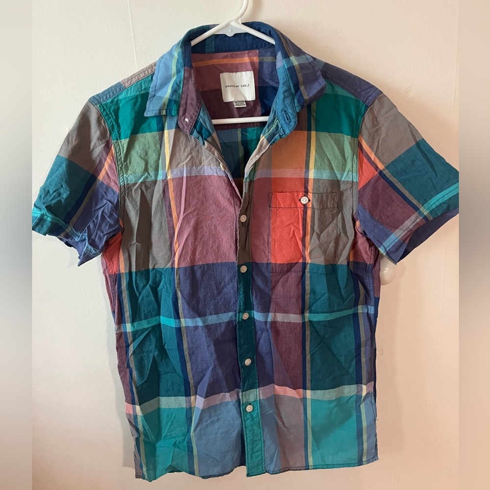 American Eagle Men’s Button Down Shirt XS Plaid Multicolor
